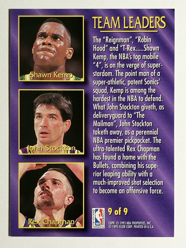 1994-95 Fleer Team Leaders #9 Shawn Kemp/John Stockton/Rex Chapman