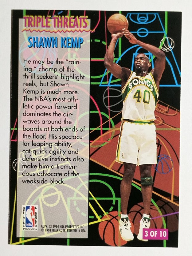 1994-95 Fleer Triple Threats #3 Shawn Kemp