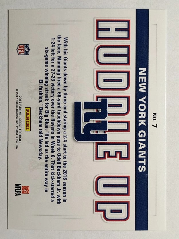 2017 Score Huddle Up #7 Eli Manning (NM)