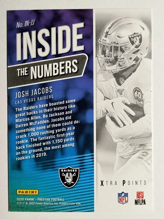 2020 Prestige Inside the Numbers Xtra Points Blue #17 Josh Jacobs