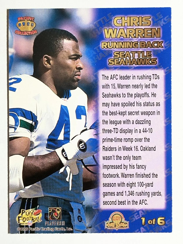 1996 Pacific Super Bowl Bronze #1 Chris Warren