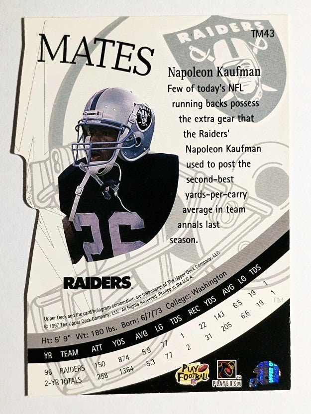 1997 Upper Deck Team Mates #TM43 Napoleon Kaufman