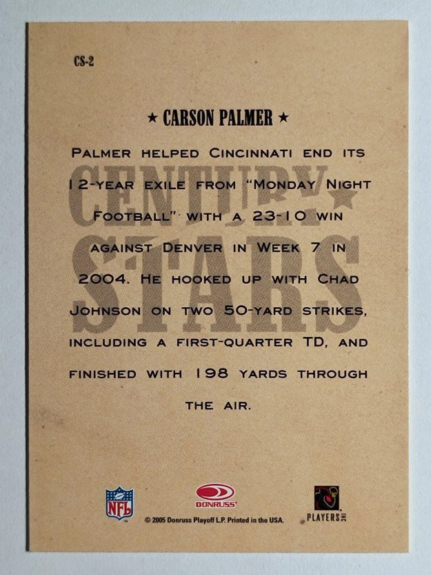2005 Throwback Threads Century Stars #2 Carson Palmer