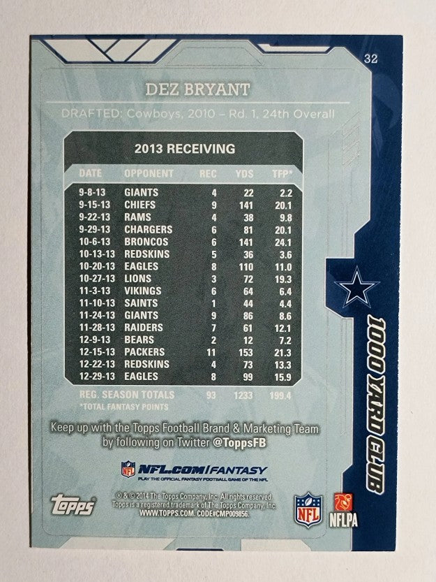 2014 Topps 1000 Yard Club #32 Dez Bryant