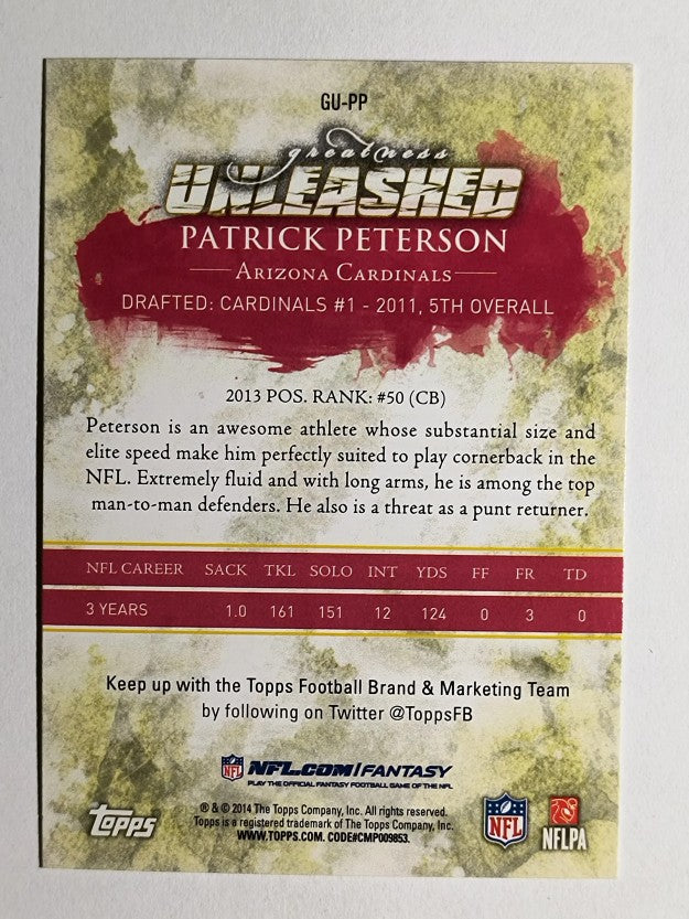 2014 Topps Greatness Unleashed #GUPP Patrick Peterson