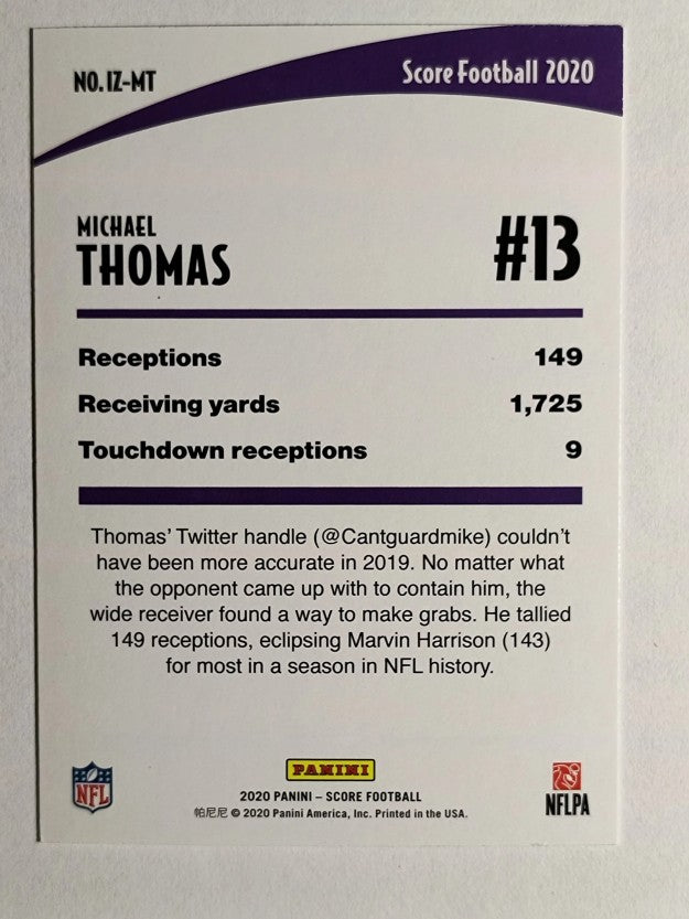2020 Score In the Zone #14 Michael Thomas