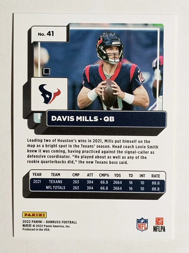 2022 Donruss Press Proof Yellow #41 Davis Mills