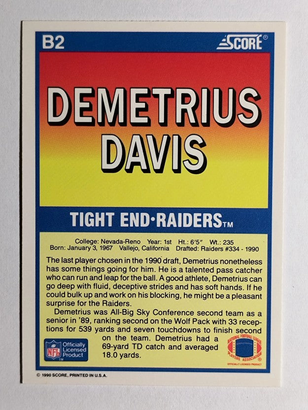 1990 Score #B2 Demetrius Davis FF