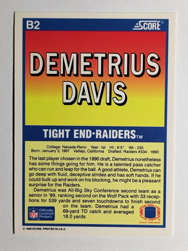 1990 Score #B2 Demetrius Davis FF