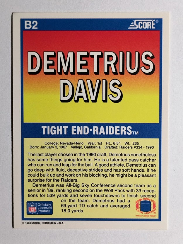 1990 Score #B2 Demetrius Davis FF