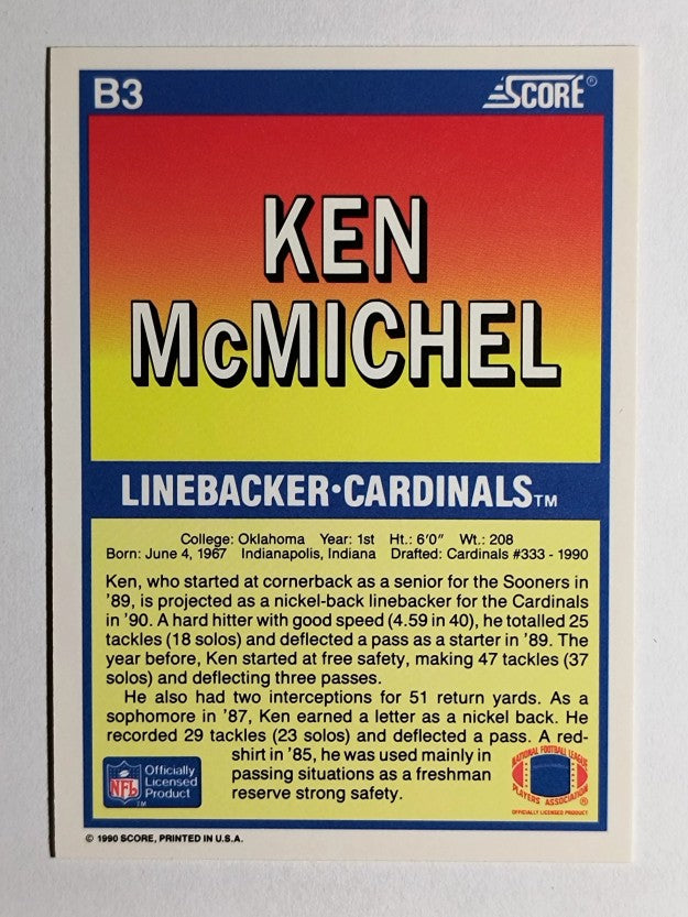 1990 Score #B3 Ken McMichel FF