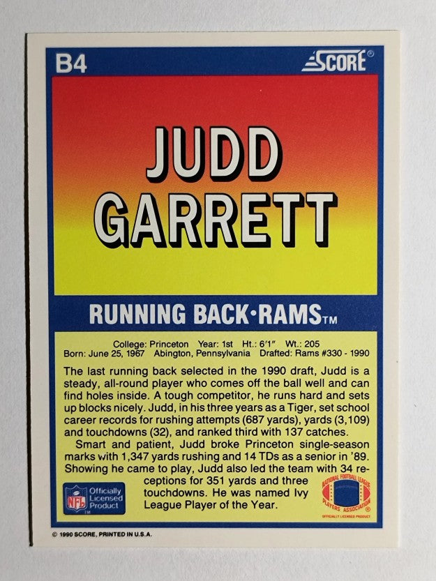 1990 Score #B4 Judd Garrett FF