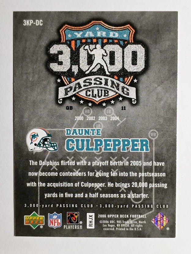 2006 Upper Deck 3000 Yard Passing Club #3KPDC Daunte Culpepper