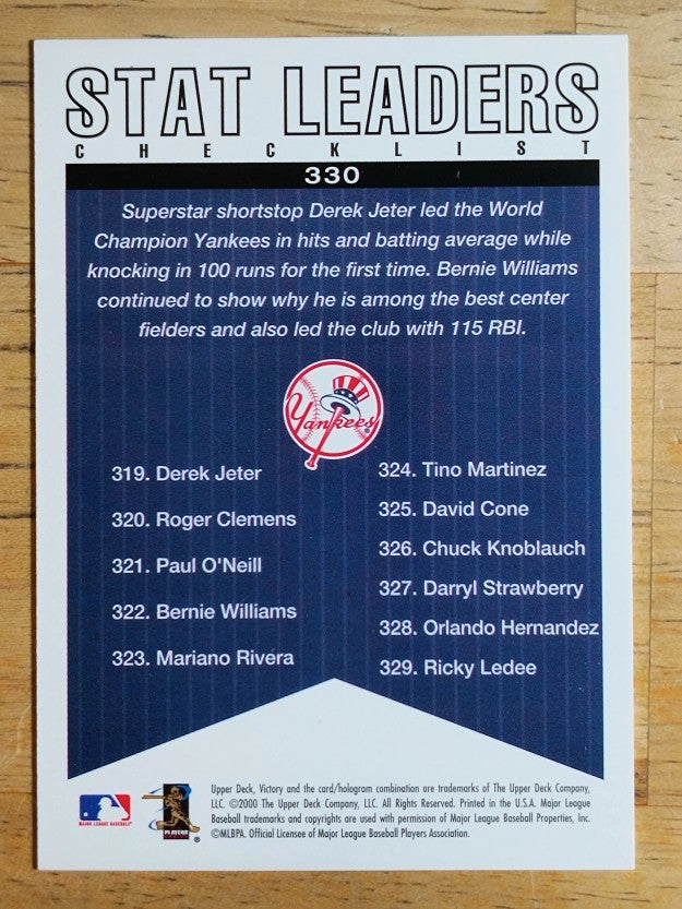 2000 Upper Deck Victory #330 Derek Jeter/Bernie Williams CL