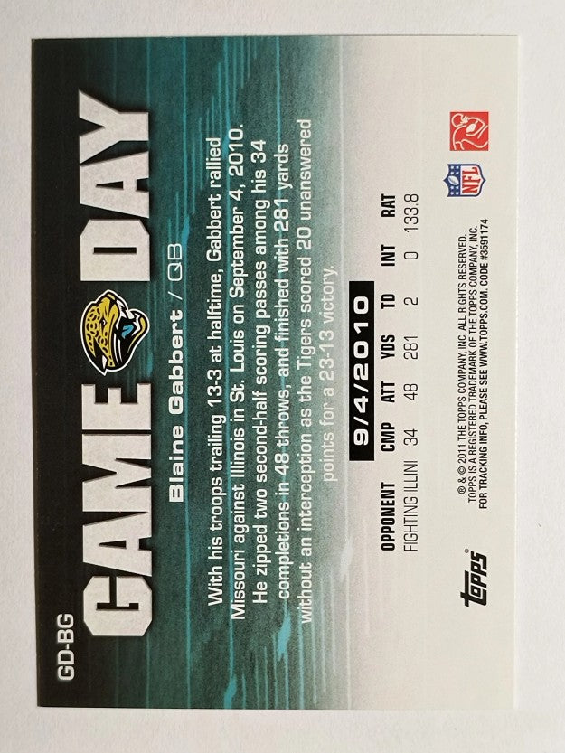 2011 Topps Game Day #GDBG Blaine Gabbert