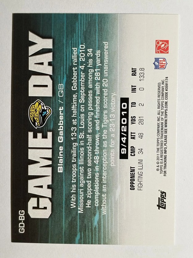 2011 Topps Game Day #GDBG Blaine Gabbert