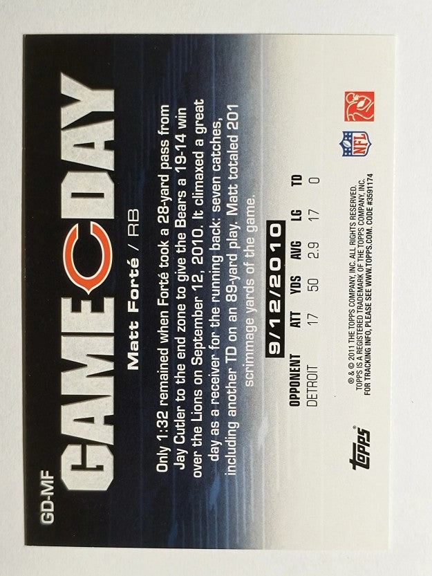2011 Topps Game Day #GDMF Matt Forte