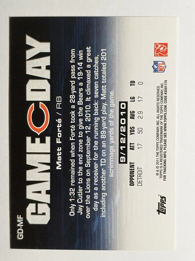 2011 Topps Game Day #GDMF Matt Forte