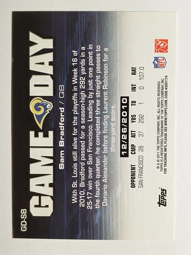 2011 Topps Game Day #GDSB Sam Bradford
