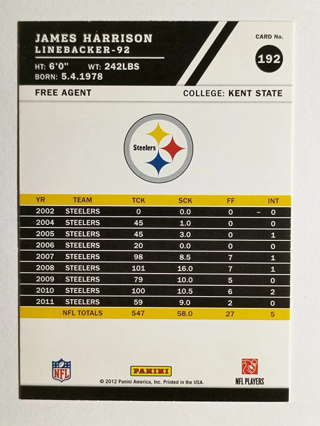 2012 Score Gold Zone #192 James Harrison