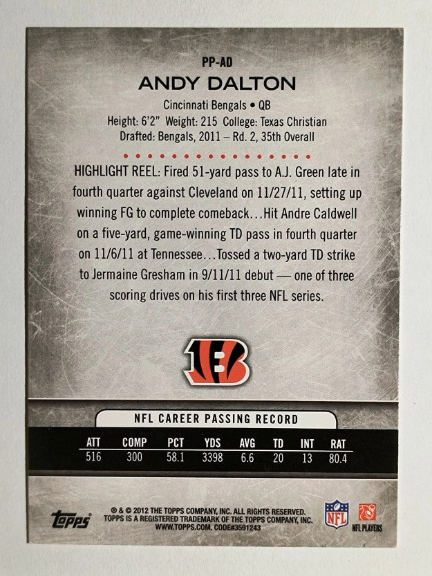 2012 Topps Prolific Playmakers #PPAD Andy Dalton