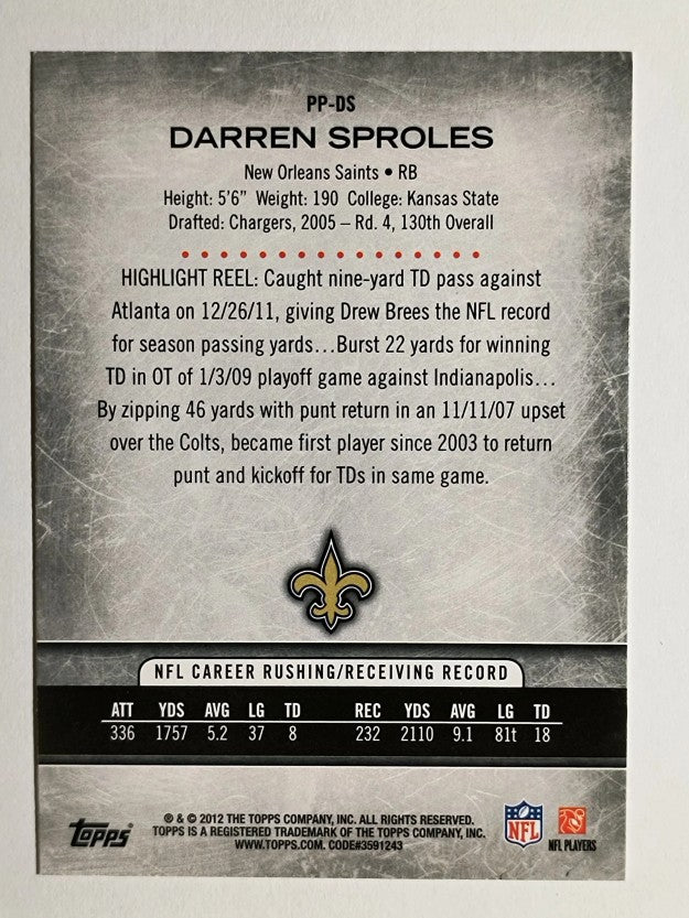 2012 Topps Prolific Playmakers #PPDS Darren Sproles