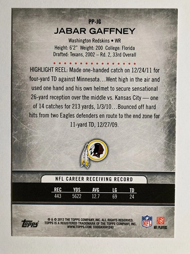2012 Topps Prolific Playmakers #PPJG Jabar Gaffney