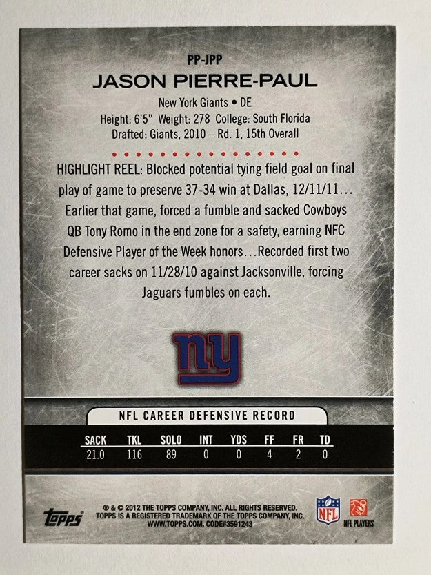 2012 Topps Prolific Playmakers #PPJPP Jason Pierre-Paul