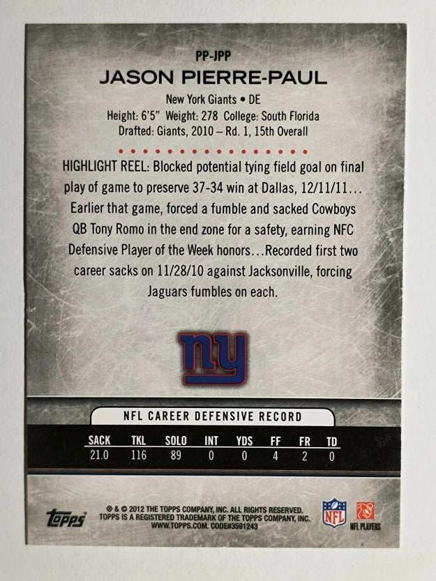 2012 Topps Prolific Playmakers #PPJPP Jason Pierre-Paul