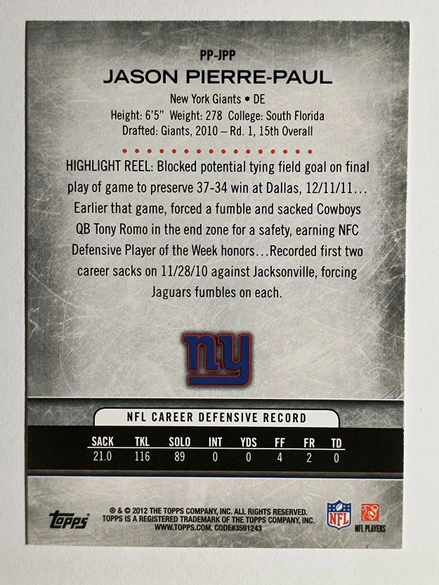 2012 Topps Prolific Playmakers #PPJPP Jason Pierre-Paul