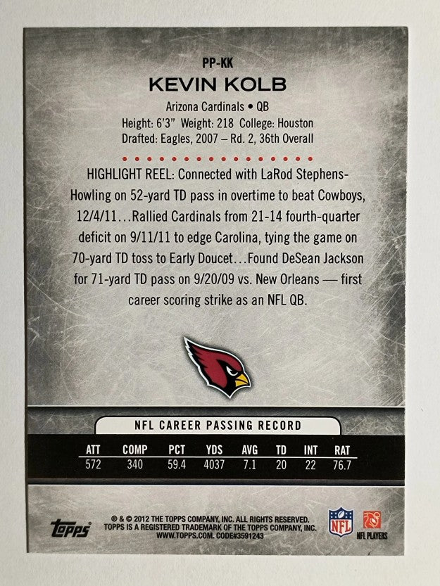 2012 Topps Prolific Playmakers #PPKK Kevin Kolb