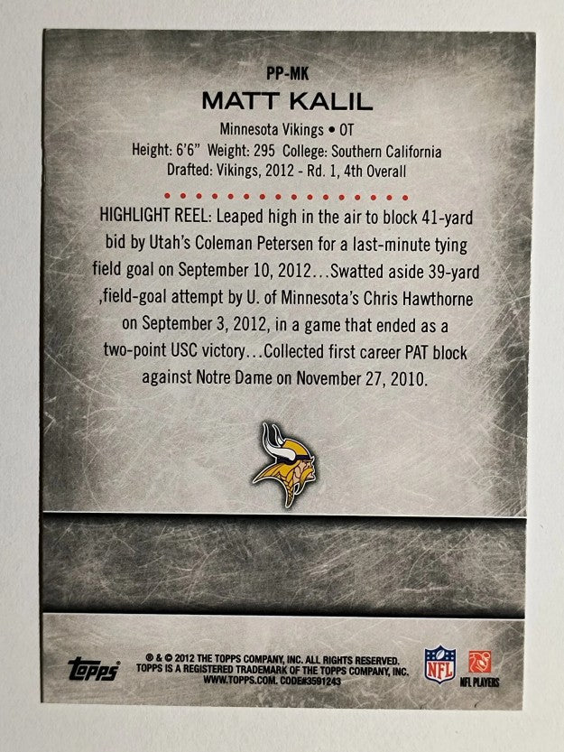 2012 Topps Prolific Playmakers #PPMK Matt Kalil