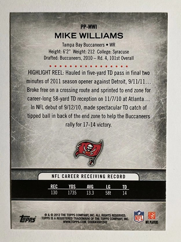 2012 Topps Prolific Playmakers #PPMWI Mike Williams
