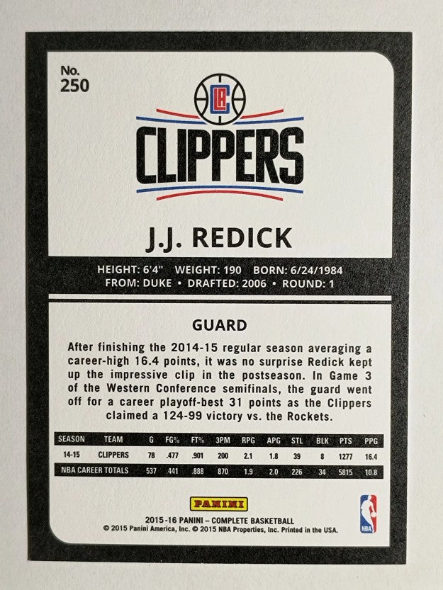 2015-16 Panini Complete #250 J.J. Redick