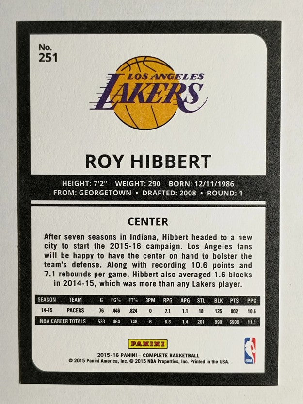2015-16 Panini Complete #251 Roy Hibbert