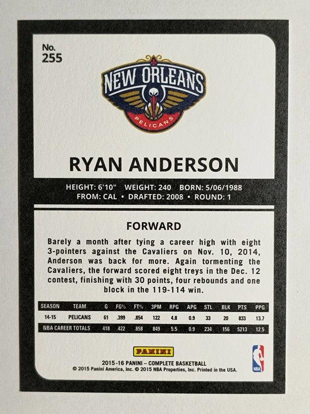 2015-16 Panini Complete #255 Ryan Anderson