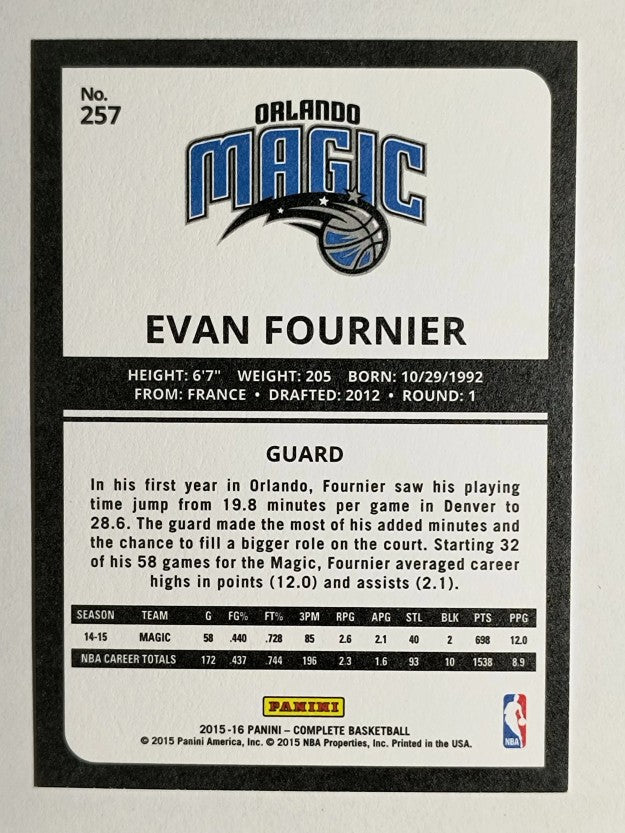 2015-16 Panini Complete #257 Evan Fournier
