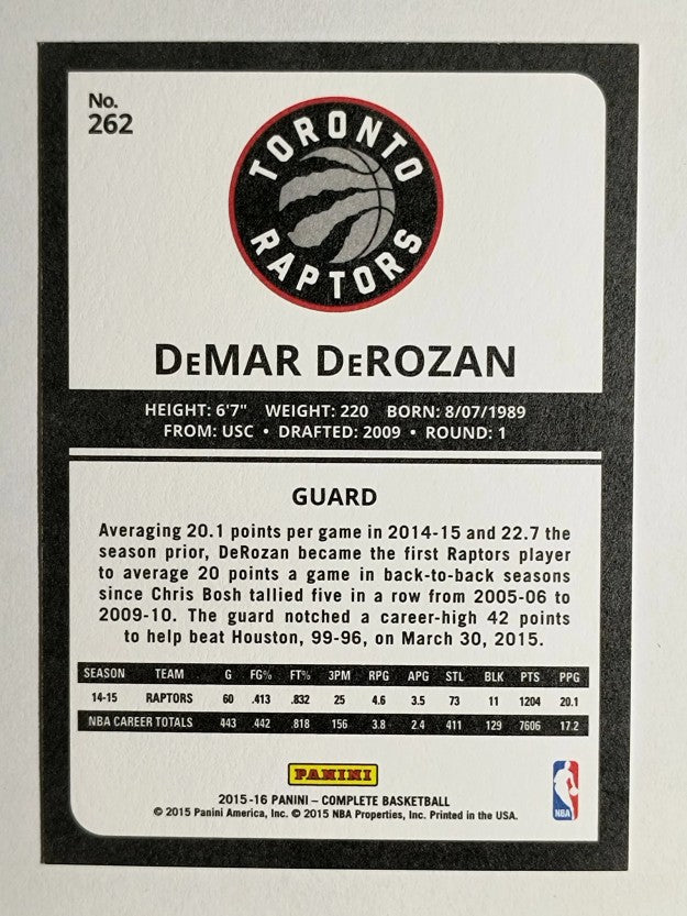 2015-16 Panini Complete #262 DeMar DeRozan