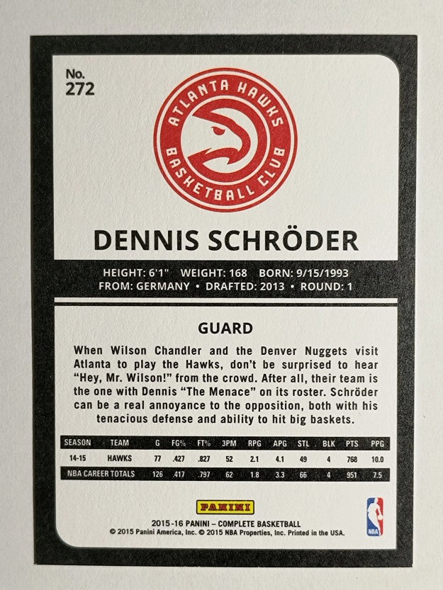 2015-16 Panini Complete #272 Dennis Schroder