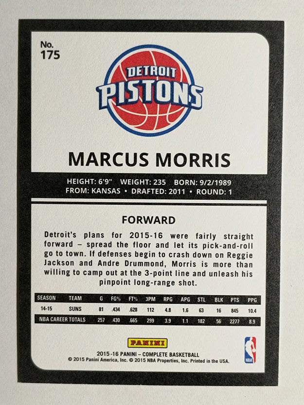 2015-16 Panini Complete Silver #175 Marcus Morris