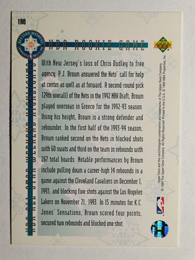 1993-94 Upper Deck SE #190 P.J.Brown ASW