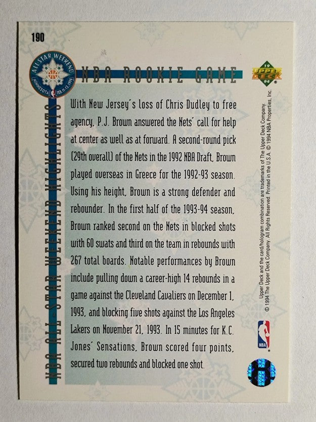 1993-94 Upper Deck SE #190 P.J.Brown ASW