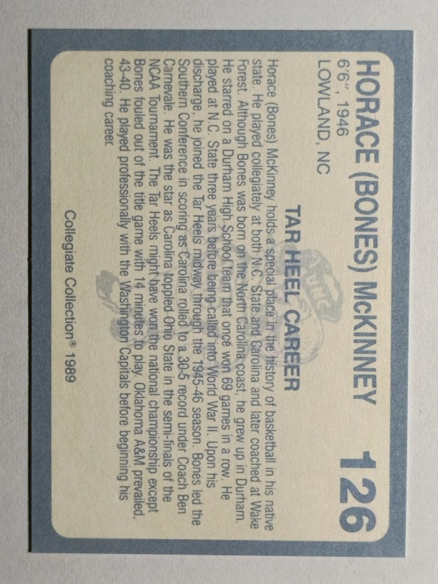 1989-90 North Carolina Collegiate Collection #126 Bones McKinney