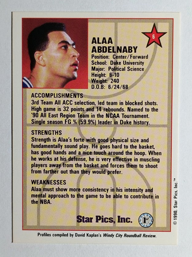 1990 Star Pics #6 Alaa Abdelnaby
