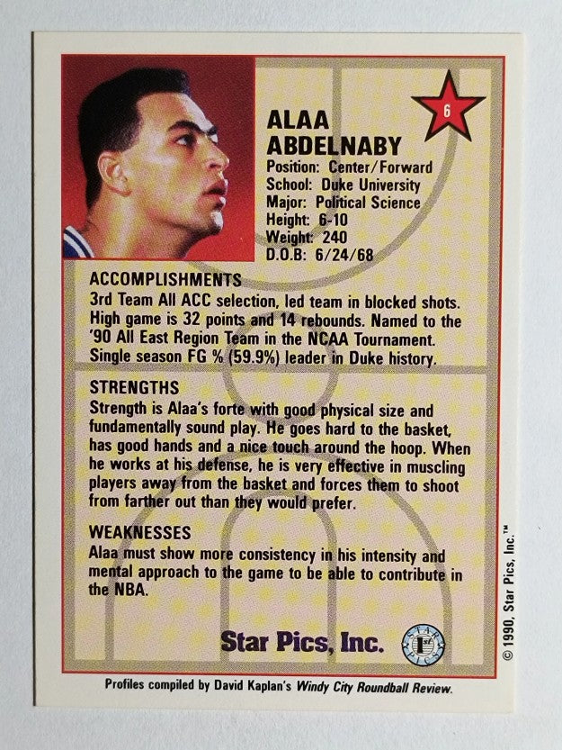 1990 Star Pics #6 Alaa Abdelnaby