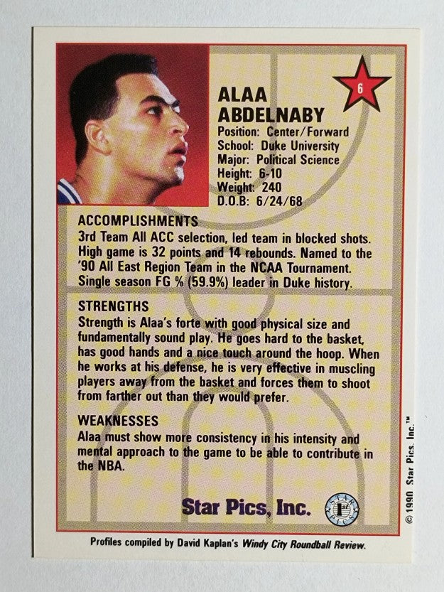 1990 Star Pics #6 Alaa Abdelnaby