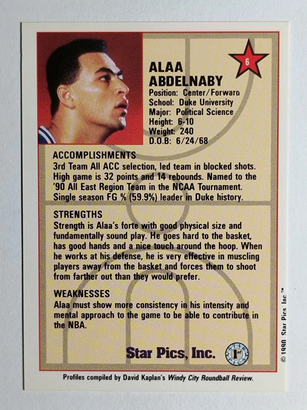 1990 Star Pics #6 Alaa Abdelnaby