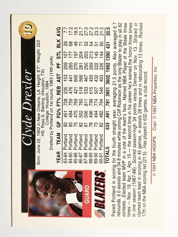 1991-92 Trail Blazers Franz #10 Clyde Drexler (NM)