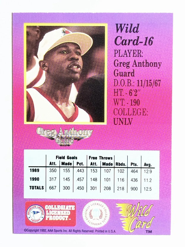1991-92 Wild Card #16 Greg Anthony
