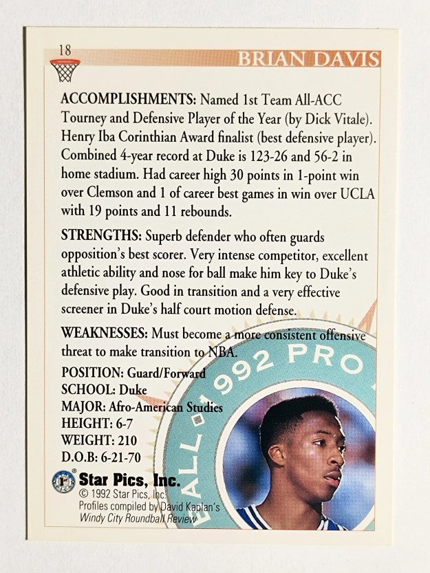 1992 Star Pics #18 Brian Davis